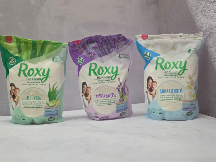 پودر صابون ماشین لباسشویی و دستی نوزاد روکسی Roxy دالان با رایحه آلوئه ورا 800 گرم اصل اورجینال ( واردات قانونی از منطقه آزاد ارس )
