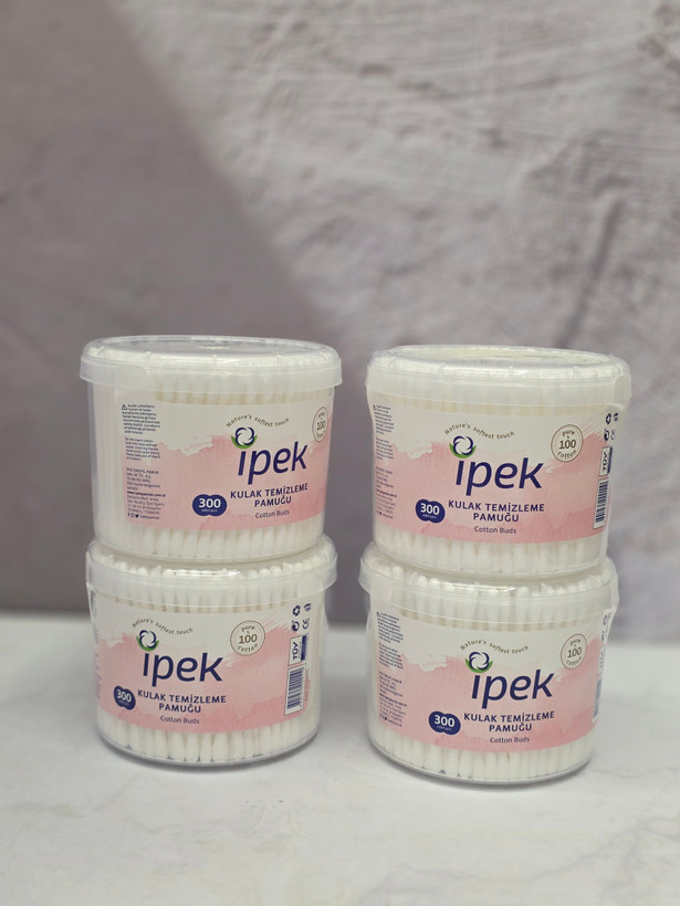 گوش پاک کن پنبه ای ۳۰۰عددی ipek ایپک اصل اورجینال ( واردات قانونی از منطقه آزاد ارس )