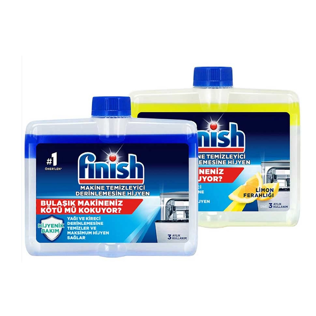 مایع جرم گیر و پاک کننده ماشین ظرفشویی فینیش Finish پک دو عددی  اصل اورجینال ( واردات قانونی از منطقه آزاد ارس )