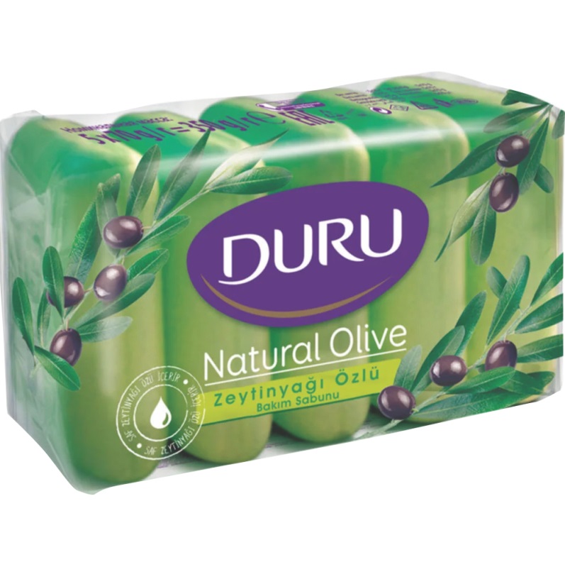 صابون حمام دورو Duru مدل Natural Olive حاوی عصاره روغن زیتون بسته 5 عددی وزن 350 گرم اصل اورجینال ( واردات قانونی از منطقه آزاد ارس )