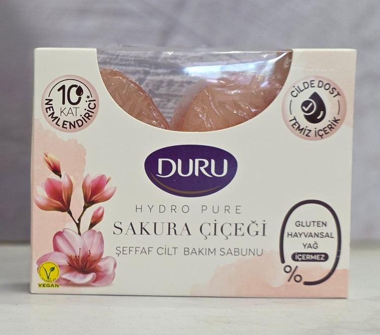 صابون دورو Duru شفاف دو عددی Hydru Pure آبرسان آلوئه ورا و شکوفه گیلاس ژاپنی اصل اورجینال ( واردات قانونی از منطقه آزاد ارس )