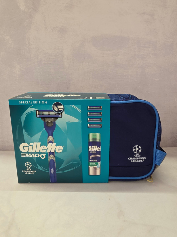 ست اصلاح مردانه لوکس ژیلت مدل مچ تری UEFA Champions League Special Edition Mach3 اصل اورجینال ( واردات قانونی از منطقه آزاد ارس )