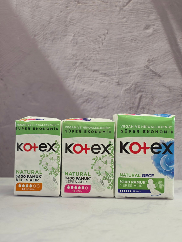 نوار بهداشتی پنبه کوتکس سبز kotex مدل Natural اصل اورجینال ( واردات قانونی از منطقه آزاد ارس )