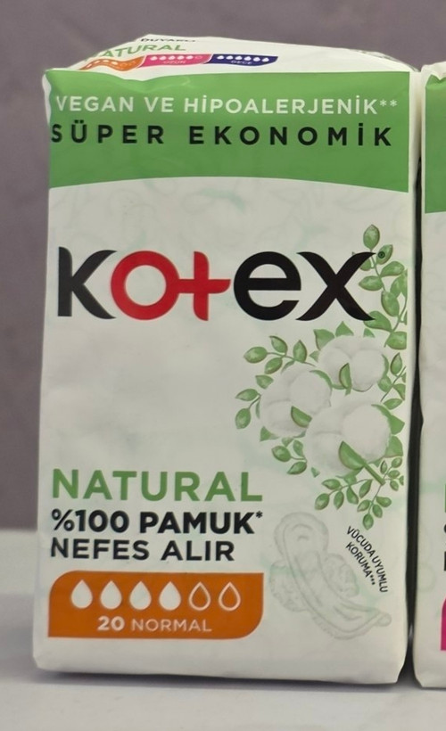 نوار بهداشتی پنبه کوتکس سبز kotex مدل Natural اصل اورجینال ( واردات قانونی از منطقه آزاد ارس )
