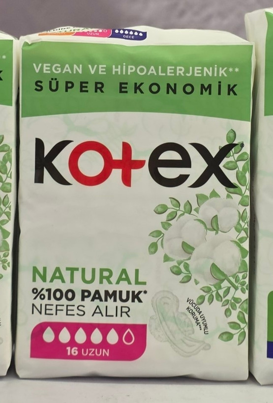 نوار بهداشتی پنبه کوتکس سبز kotex مدل Natural اصل اورجینال ( واردات قانونی از منطقه آزاد ارس )