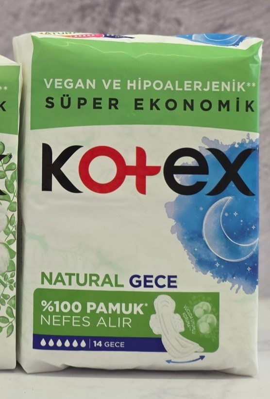نوار بهداشتی پنبه کوتکس سبز kotex مدل Natural اصل اورجینال ( واردات قانونی از منطقه آزاد ارس )
