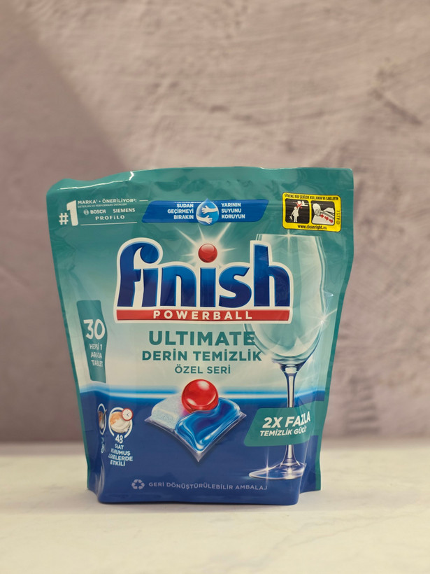 قرص ماشین ظرفشویی فینیش اولتیمت ۳۰ عددی Finish ultimate اصل اورجینال ( واردات قانونی از منطقه آزاد ارس ) Derin Temizlik Ozel seri