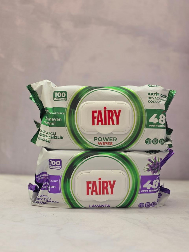 دستمال مرطوب چند منظوره پاک کننده سطوح فیری Fairy تعداد 100 برگ اصل اورجینال ( واردات قانونی از منطقه آزاد ارس )