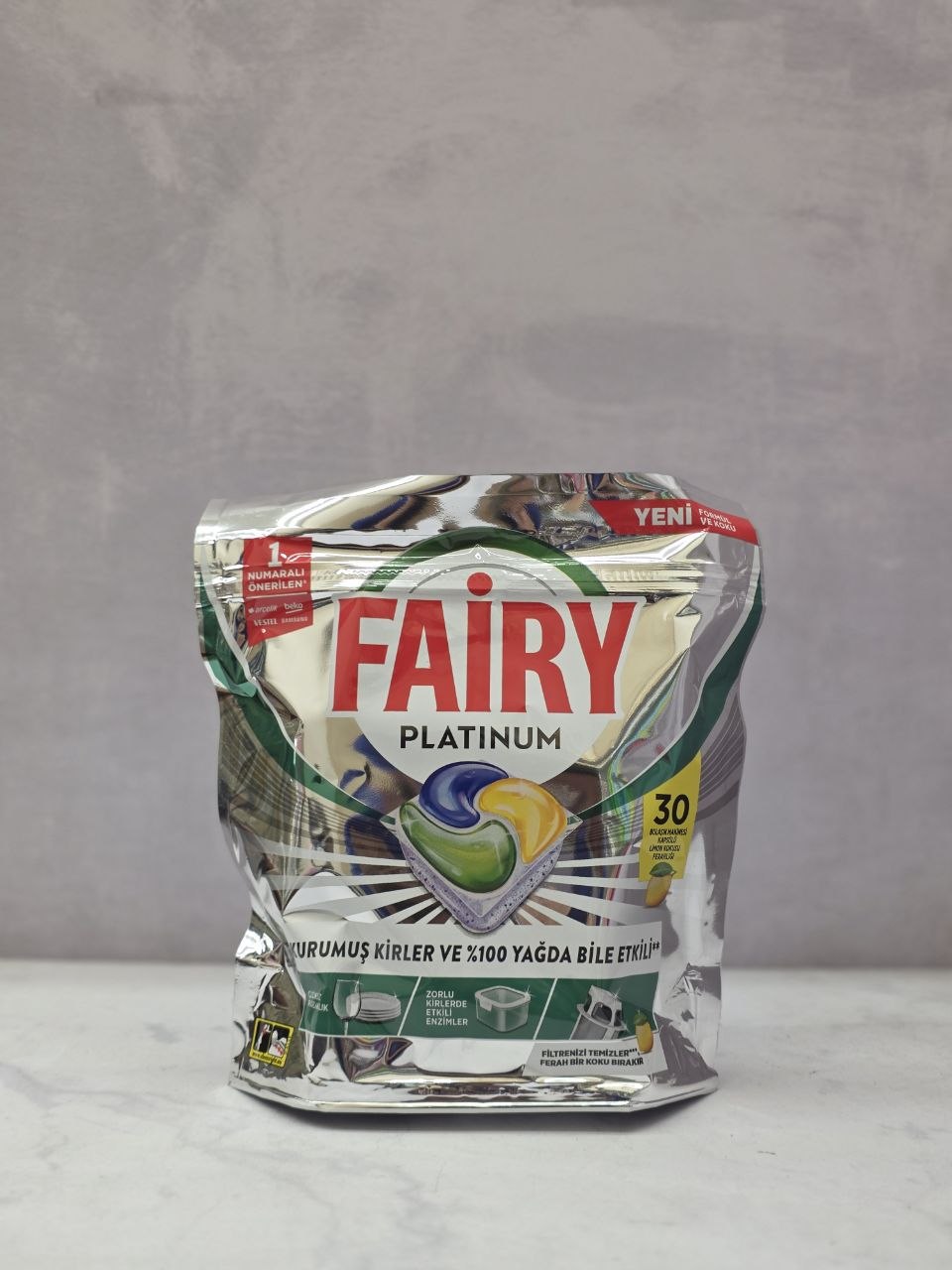 قرص ماشین ظرفشویی فیری پلاتینیوم Fairy Platinum بسته ۳۰ عددی با رایحه لیمو اصل اورجینال ( واردات قانونی از منطقه آزاد ارس )