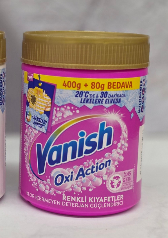 پودر لکه بر و سفید کننده لباس ونیش Vanish مدل Oxi Action مناسب برای لباس های رنگی و سفید با حجم 480 گرم اصل اورجینال ( واردات قانونی از منطقه آزاد ارس )