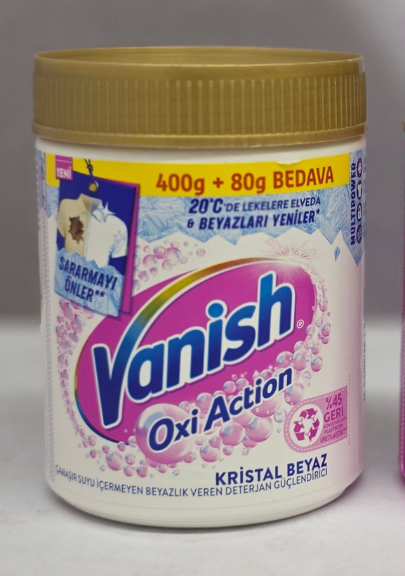 پودر لکه بر و سفید کننده لباس ونیش Vanish مدل Oxi Action مناسب برای لباس های رنگی و سفید با حجم 480 گرم اصل اورجینال ( واردات قانونی از منطقه آزاد ارس )