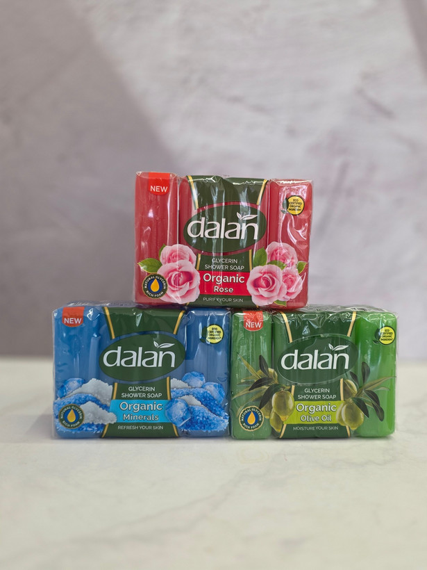 صابون ژله ای حمام دالان Dalan بسته ۴ عددی در ۳ رایحه متفاوت وزن ۶۰۰ گرم اصل اورجینال ( واردات قانونی از منطقه آزاد ارس )