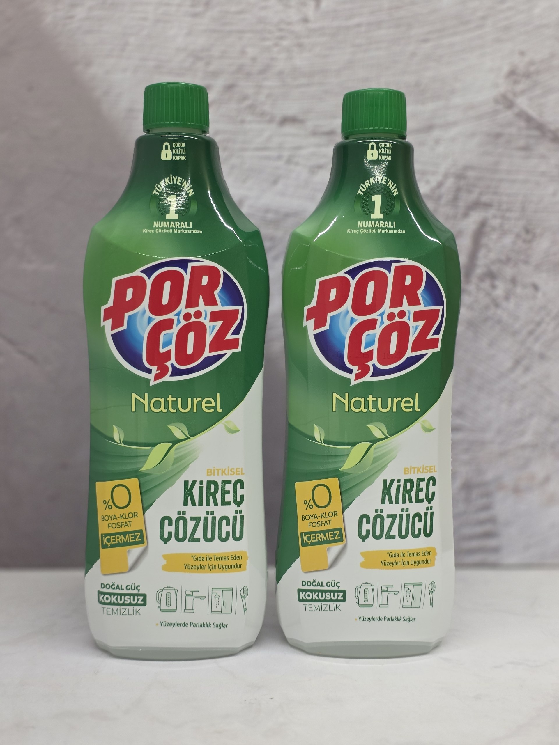 مایع جرم‌گیر و رسوب‌زدای گیاهی پورچوز Porçoz مدل Naturel Kireç Çözücü حجم 1000 میل اصل اورجینال ( واردات قانونی از منطقه آزاد ارس )