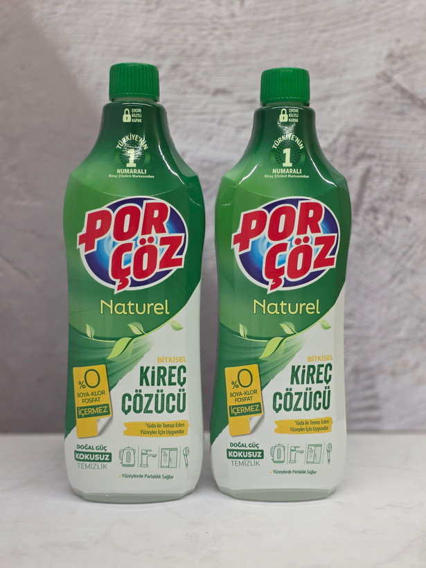 مایع جرمگیر و رسوبزدای گیاهی پورچوز Porçoz مدل Naturel Kireç Çözücü حجم 1000 میل اصل اورجینال ( واردات قانونی از منطقه آزاد ارس )