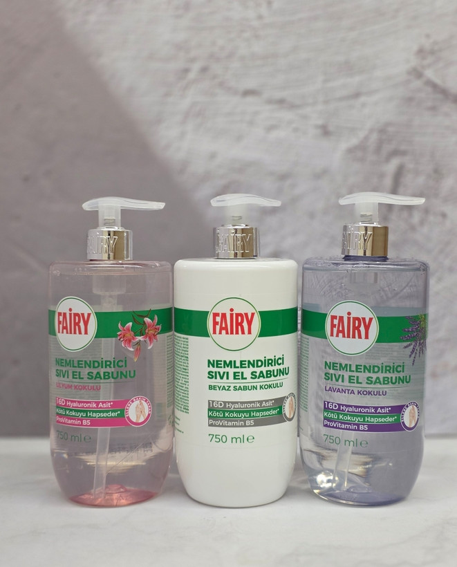 مایع دستشویی فیری Fairy با خاصیت مرطوب کنندگی پوست دست در انواع رایحه با حجم 750 میل اصل اورجینال ( واردات قانونی از منطقه آزاد ارس )