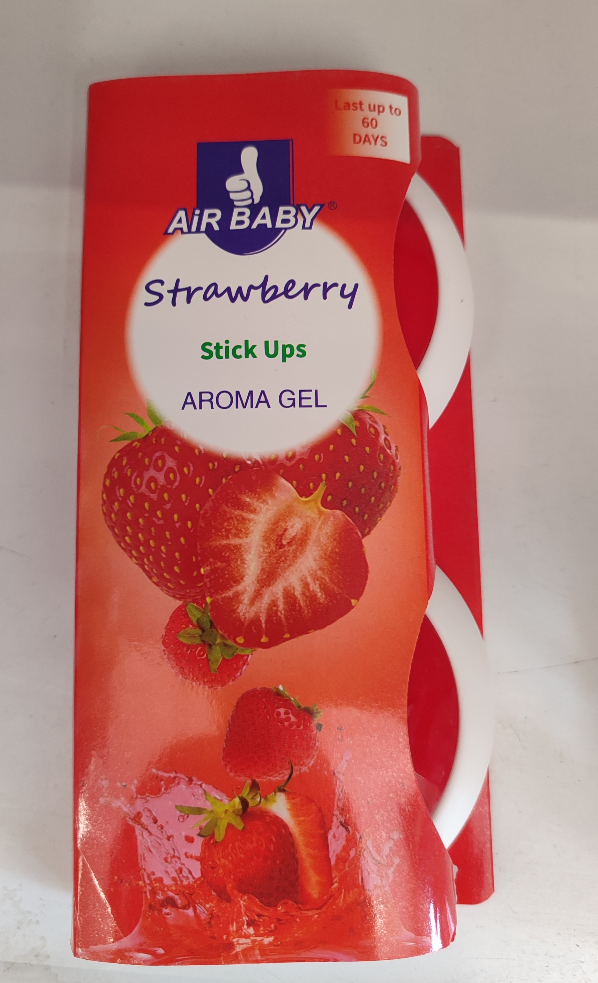 خوشبو کننده هوا ایر بیبی Air Baby مدل Stick Ups با رایحه توت فرنگی ماندگاری تا 60 روز بسته 2 عددی اصل اورجینال ( واردات قانونی از منطقه آزاد ارس )