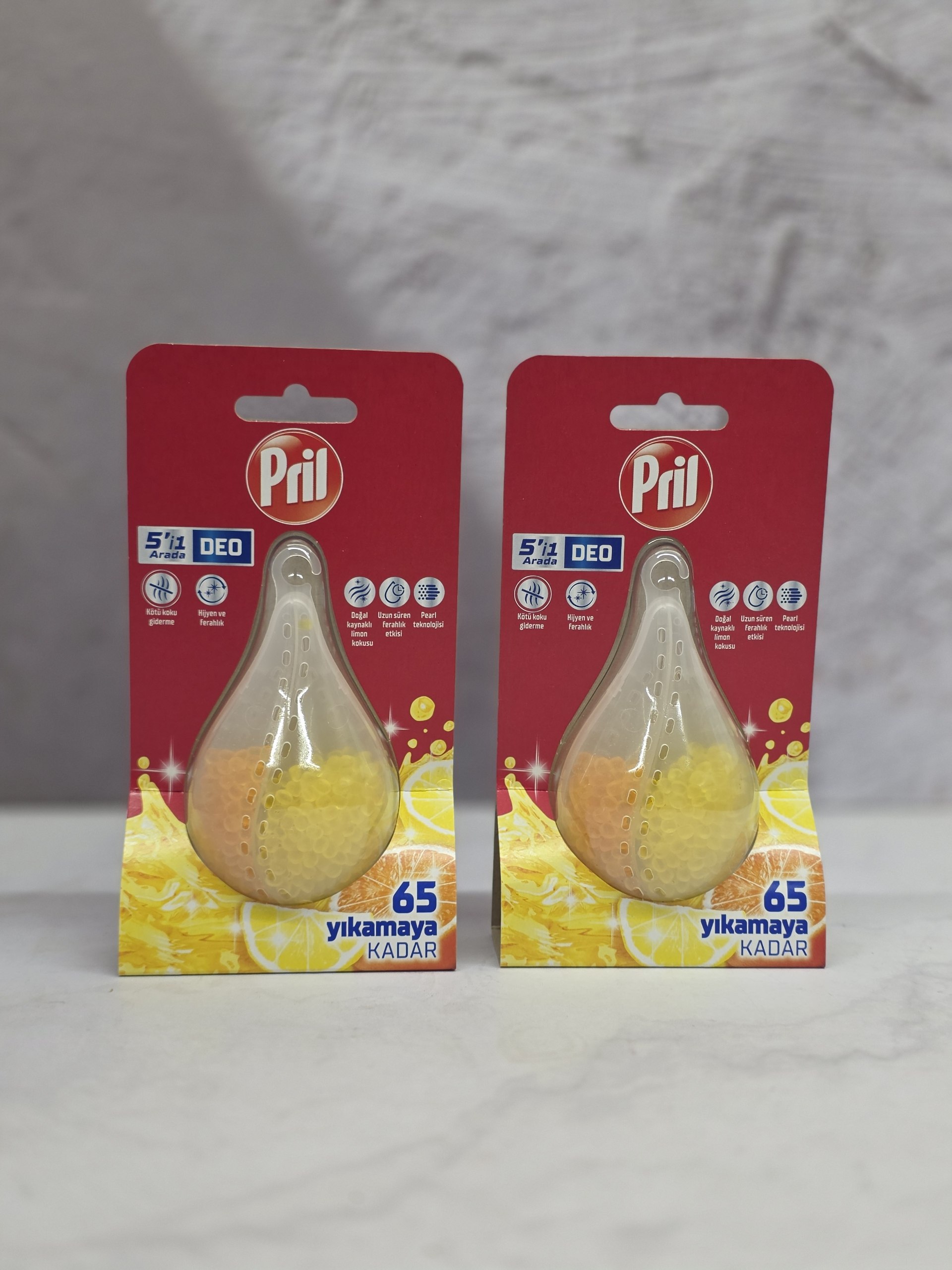 بوگیر ماشین ظرفشویی پریل Pril Deo 5 in 1 رایحه لیمو و پرتقال با ۶۵ بار قابلیت شستشو اصل اورجینال ( واردات قانونی از منطقه آزاد ارس )