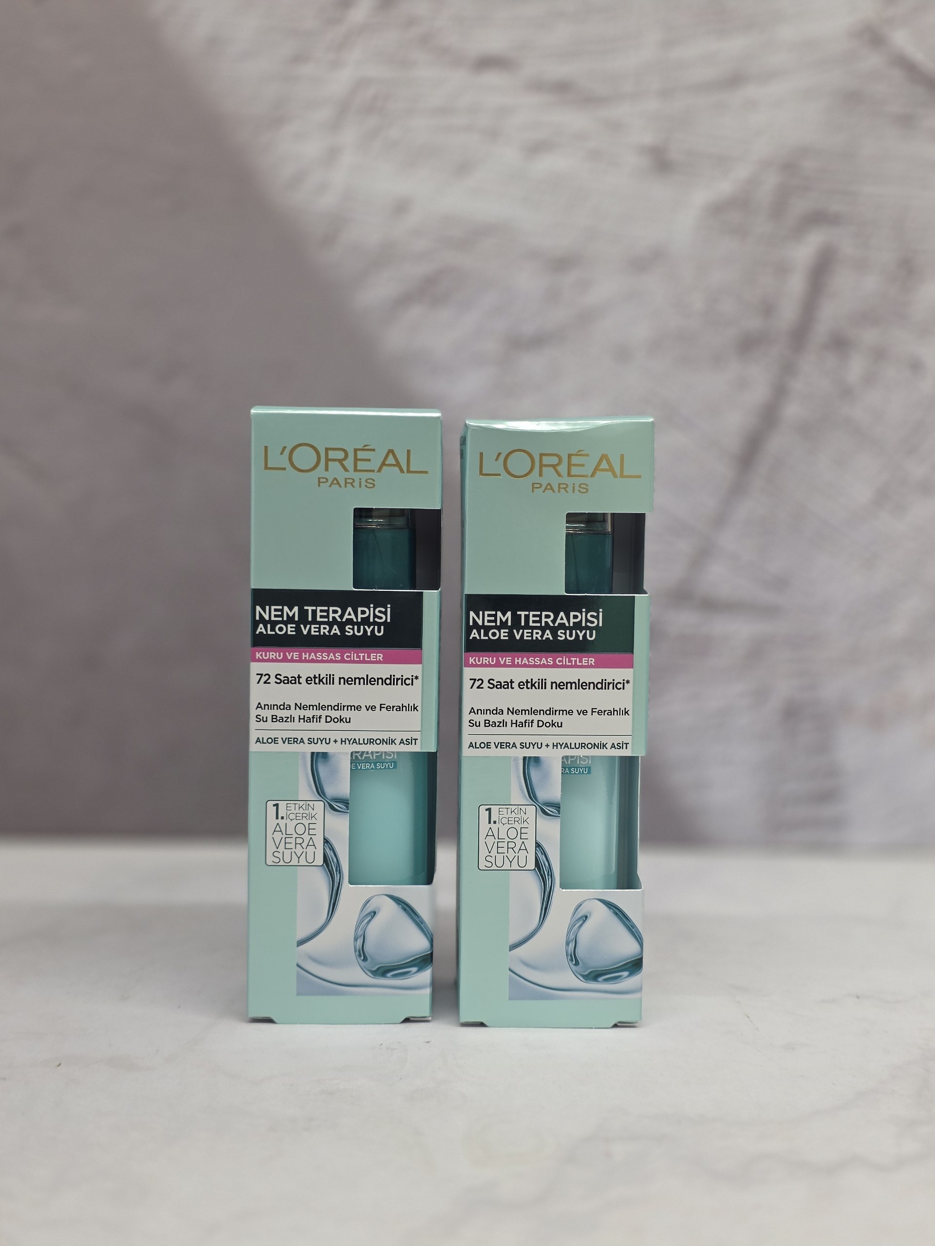 ژل آبرسان لورئال Loreal Paris  آلوورا ۷۲ ساعته مدل Nem Terapisi مخصوص پوست خشک و حساس اصل اورجینال ( واردات قانونی از منطقه آزاد ارس )