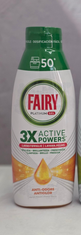 ژل ماشین ظرفشویی فیری Fairy مدل Platinum Gel 3X Active Power پاککنندگی عمیق 50 شستشو در سه رایحه مختلف 900 میل اصل اورجینال ( واردات قانونی از منطقه آزاد ارس )