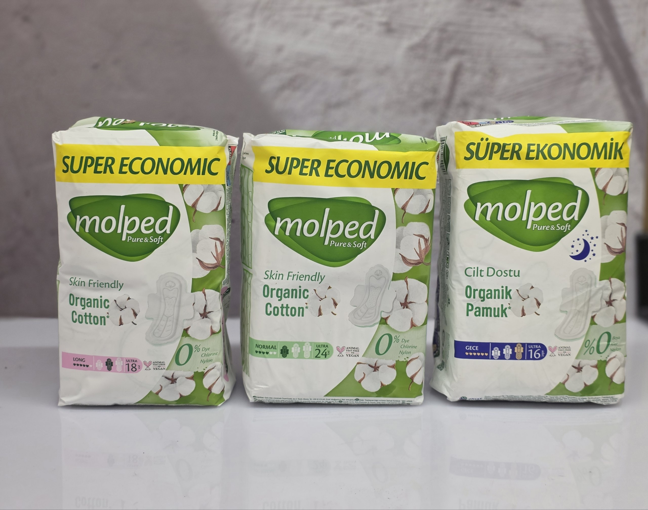 نوار بهداشتی پنبه مولپد Molped در 3 مدل مختلف اصل اورجینال ( واردات قانونی از منطقه آزاد ارس )
