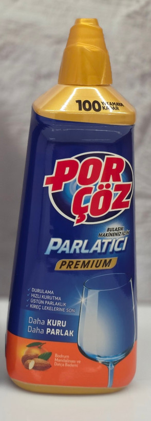 مایع جلادهنده ماشین ظرفشویی پورچوز Porçoz سری PREMIUM تا 100 بار شتستشوی حجم 500 میل در 2 رایحه نارنگی ، بادام و کلاسیک اصل اورجینال ( واردات قانونی از منطقه آزاد ارس )