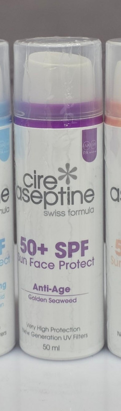 کرم ضد آفتاب مخصوص صورت سیر آسپتین Cire Aseptine مدل Spf 50 با محافظت بسیار قوی در برابر اشعه های مضر خورشید حجم 50 میل اصل اورجینال ( واردات قانونی از منطقه آزاد ارس )