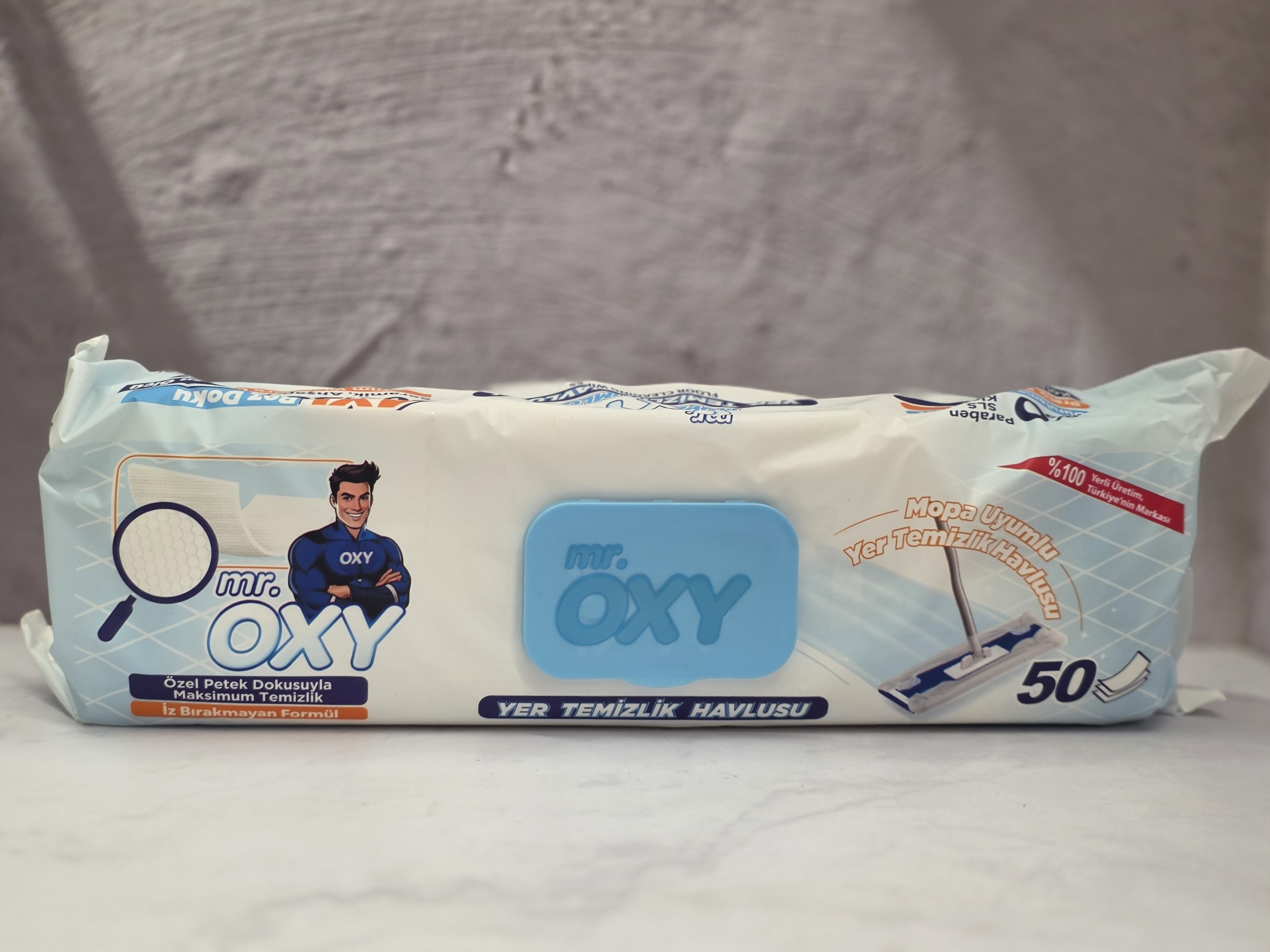 دستمال مرطوب مخصوص طی مستر اوکی Mr oxi بسته 50 عددی اصل اورجینال ( واردات قانونی از منطقه آزاد ارس )
