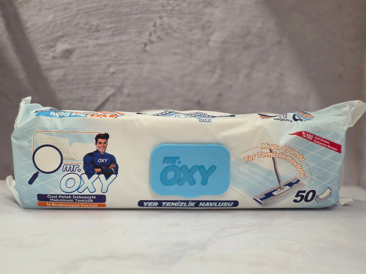 دستمال مرطوب مخصوص طی مستر اوکی Mr oxi بسته 50 عددی اصل اورجینال ( واردات قانونی از منطقه آزاد ارس )