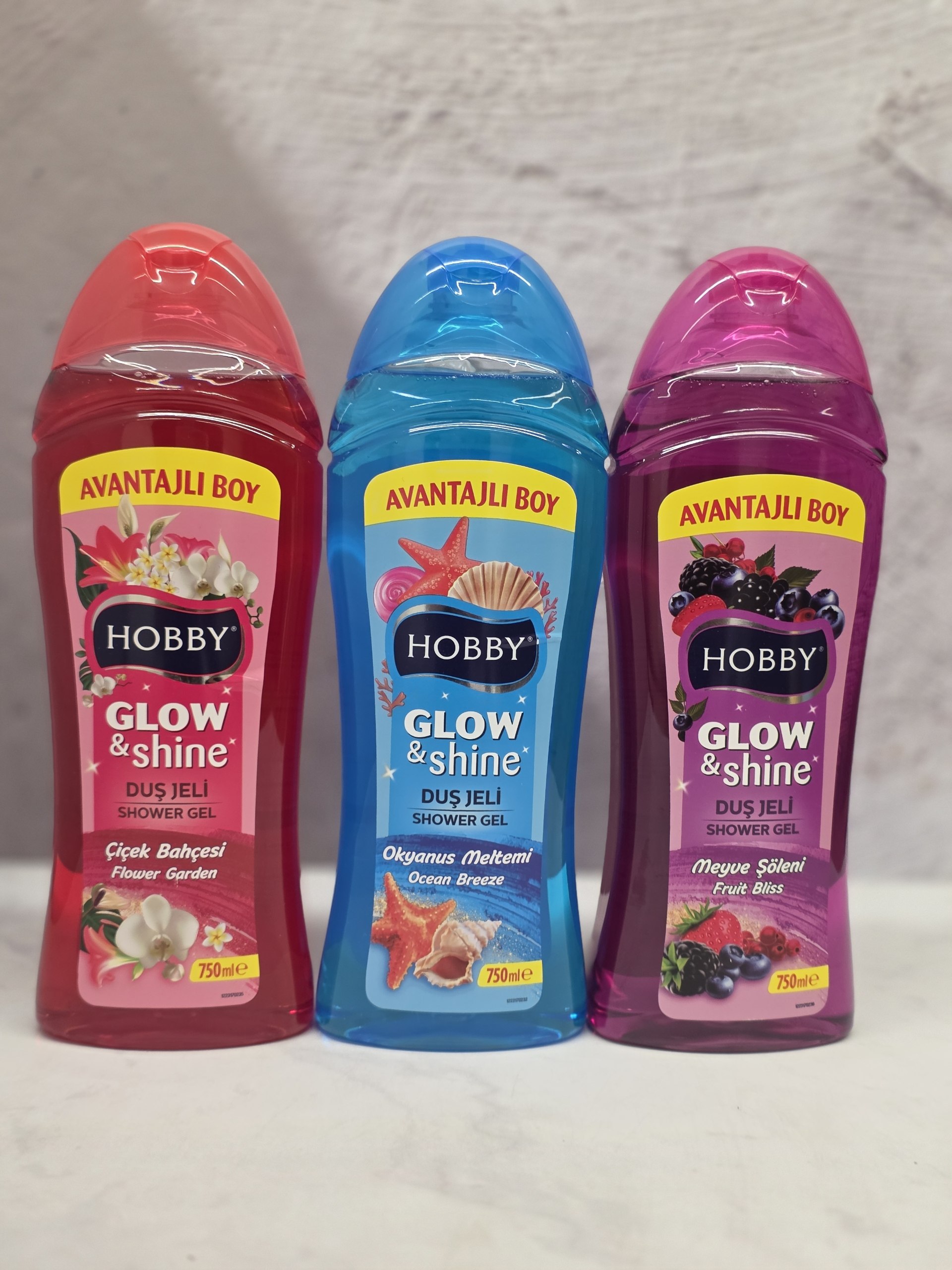 شامپو بدن هوبی Hobby مدل Glow & Shine در رایحه های باغ گل ، نسیم اقیانوس و لذت میوه ای حجم 750 میل اصل اورجینال ( واردات قانونی از منطقه آزاد ارس )