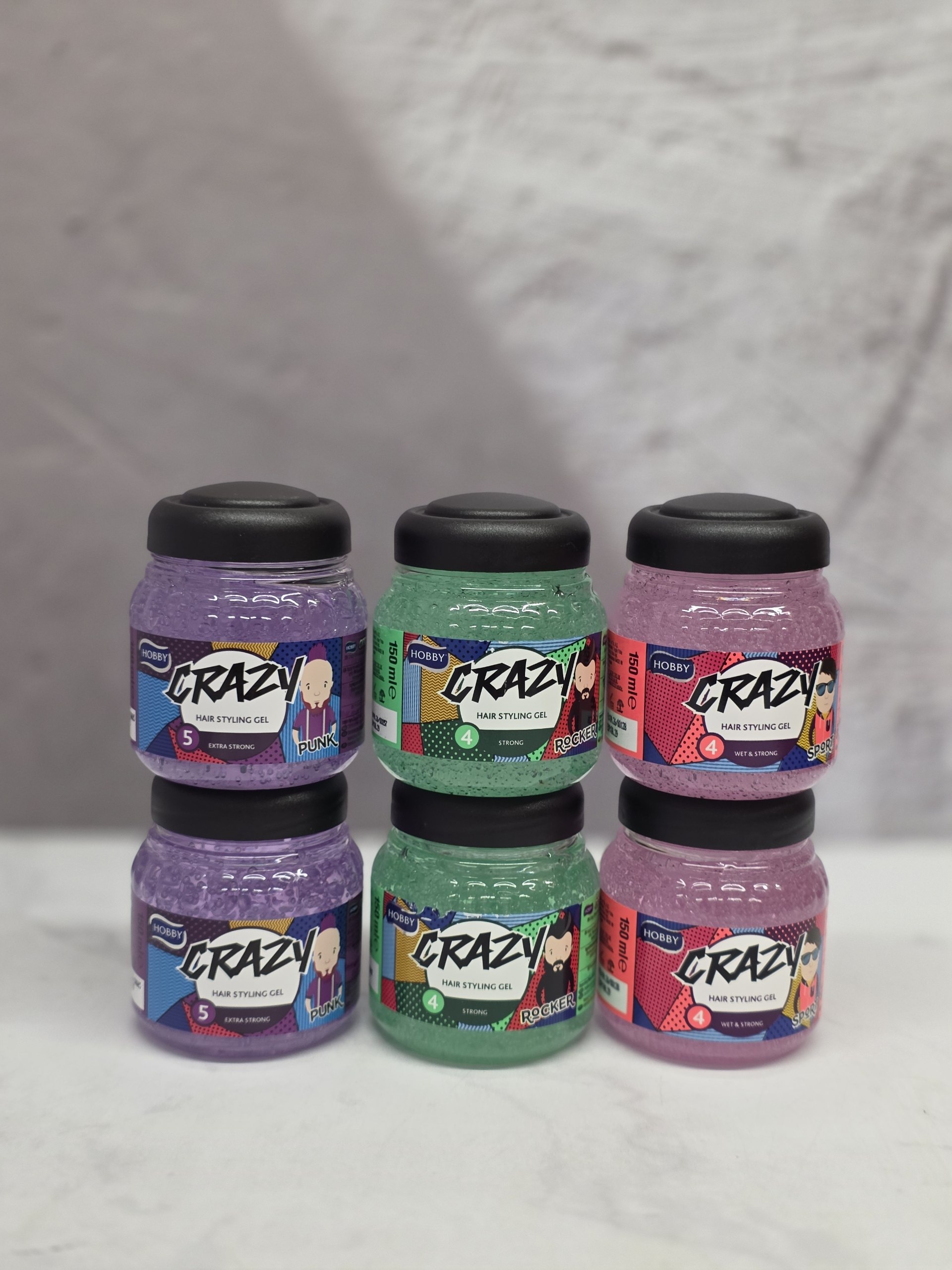ژل مو حالت دهنده و نگهدارنده هوبی Hobby مدل Crazy در 3 مدل مختلف حجم 150 میل اصل اورجینال ( واردات قانونی از منطقه آزاد ارس )