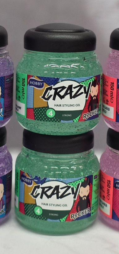 ژل مو حالت دهنده و نگهدارنده هوبی Hobby مدل Crazy در 3 مدل مختلف حجم 150 میل اصل اورجینال ( واردات قانونی از منطقه آزاد ارس )